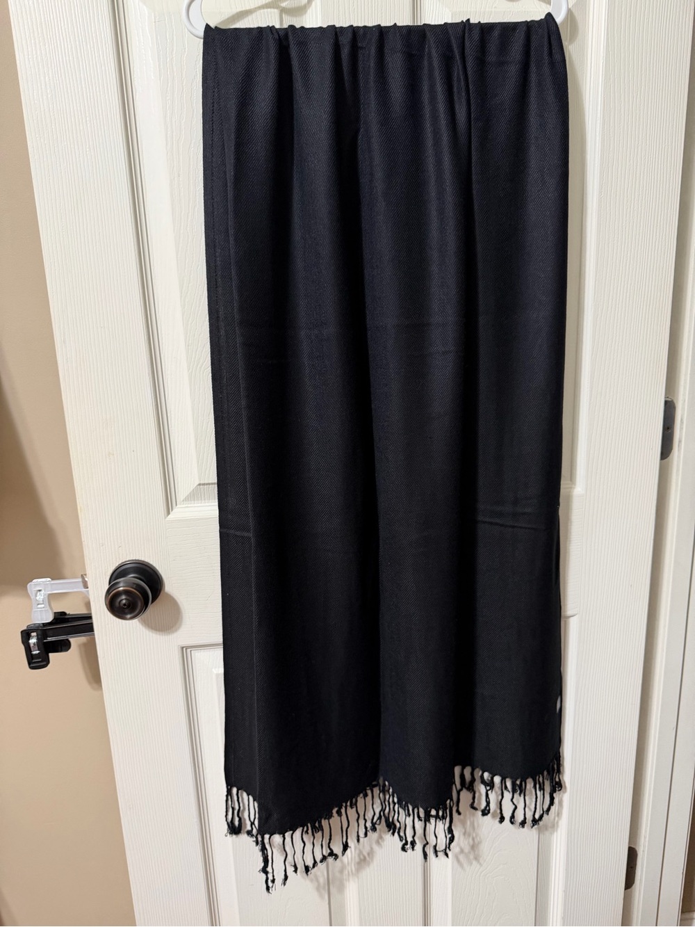 Source Unknown Black Fringe Lightweight Wrap Scarf